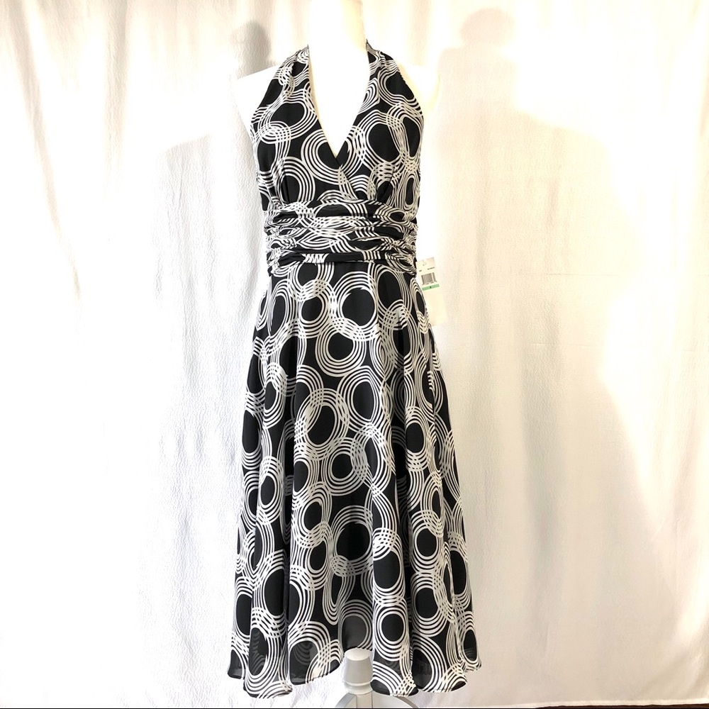 NWT Maggy Boutique Black/White Circle Print Dress - Picture 1 of 8
